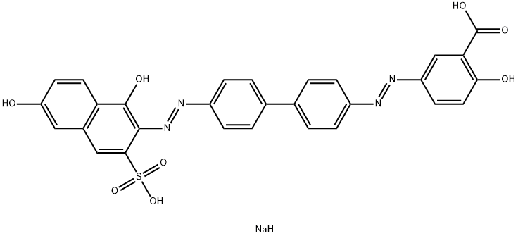 2-Hydroxy-5-[[4'-[(1,6-dihydroxy-3-sodiosulfo-2-naphthalenyl)azo]-1,1'-biphenyl-4-yl]azo]benzoic acid sodium salt 结构式