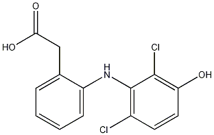 2-(2,6-ジクロロ-3-ヒドロキシフェニルアミノ)ベンゼン酢酸 化学構造式