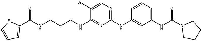 N-(3-(5-Bromo-4-(3-(thiophene-2-carboxamido)propylamino)pyrimidin-2-ylamino)phenyl)pyrrolidine-1-carboxamide Struktur