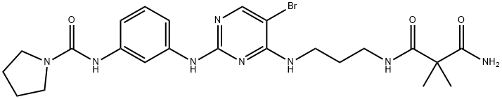N-(3-(4-(3-(3-Amino-2,2-dimethyl-3-oxopropanamido)propylamino)-5-bromopyrimidin-2-ylamino)phenyl)pyrrolidine-1-carboxamide Struktur