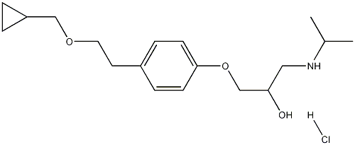 2-Propanol, 1-(4-(2-(cyclopropylmethoxy)ethyl)phenoxy)-3-((1-methylethyl)amino)-, hydrochloride, (+-)-,72424-72-7,结构式