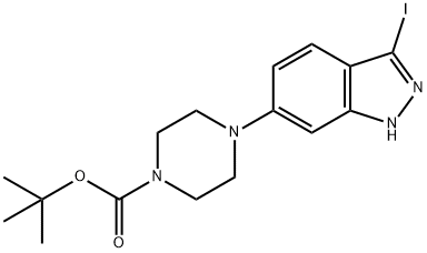 4-(3-ヨード-1H-インダゾール-6-イル)ピペラジン-1-カルボン酸TERT-ブチル 化学構造式