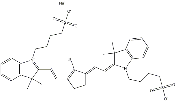 2-[2-[2-クロロ-3-[2-[1,3-ジヒドロ-3,3-ジメチル-1-(4-スルホブチル)-2H-インドール-2-イリデン]エチリデン]-1-シクロペンテニル]エテニル]-3,3-ジメチル-1-(4-スルホナトブチル)-3H-インドール-1-イウム・ナトリウム 化学構造式