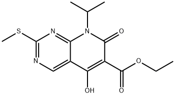 ethyl 5-hydroxy-8-isopropyl-2-(methylthio)-7-oxo-7,8-dihydropyrido[2,3-d]pyrimidine-6-carboxylate Structure