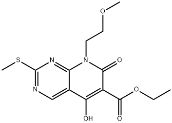 ethyl 5-hydroxy-8-(2-methoxyethyl)-2-(methylthio)-7-oxo-7,8-dihydropyrido[2,3-d]pyrimidine-6-carboxylate Structure