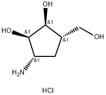 (1S,2R,3S,4S)-2,3-DIHYDROXY-4-(HYDROXYMETHYL)-1-AMINOCYCLOPENTANE HYDROCHLORIDE Structure