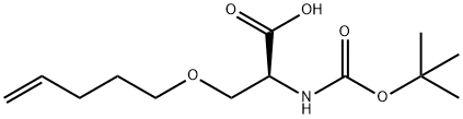 N-(叔丁氧羰基)-O-(戊-4-烯-1-基)-L-丝氨酸 结构式