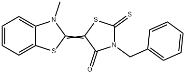 3-苄基-5-(3-甲基-3H-苯并噻唑-2-亚基)-2-硫代噻唑烷-4-酮 结构式