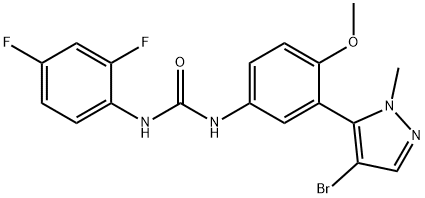 1-[3-(4-Bromo-1-methyl-1H-pyrazol-5-yl)-4-methoxyphenyl]-3-(2,4-difluorophenyl)urea Struktur