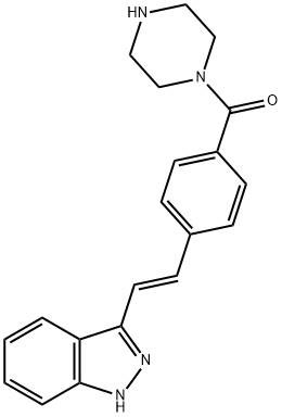 [4-[(1E)-2-(1H-吲唑-3-基)乙烯基]苯基]-1-哌嗪基甲酮, 841258-76-2, 结构式
