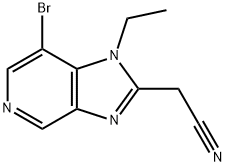 2-(7-溴-1-乙基-1H-咪唑并[4,5-C]吡啶-2-基)乙腈,842143-97-9,结构式
