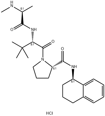 (S)-1-((S)-3,3-ジメチル-2-((S)-2-(メチルアミノ)プロパンアミド)ブタノイル)-N-((R)-1,2,3,4-テトラヒドロナフタレン-1-イル)ピロリジン-2-カルボキサミド塩酸塩 化学構造式