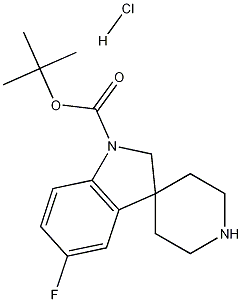 TERT-BUTYL 5-FLUOROSPIRO[INDOLINE-3,4'-PIPERIDINE]-1-CARBOXYLATE HYDROCHLORIDE Struktur