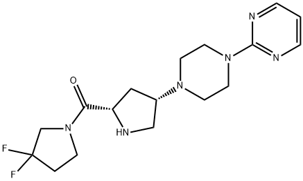 (3,3-二氟吡咯烷-1-基)[(2S,4S)-4-[4-(嘧啶-2-基)哌嗪-1-基]吡咯烷-2-基]甲酮 结构式