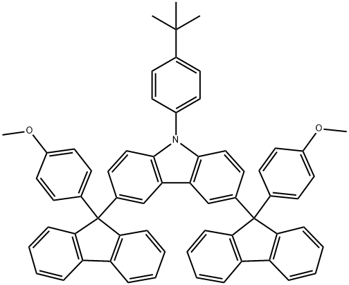 9-[4-(1,1-二甲基乙基)苯基]-3,6-双[9-(4-甲氧基苯基)-9H-芴-9-基]-9H-咔唑, 871018-07-4, 结构式