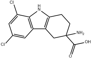 3-Amino-6,8-dichloro-2,3,4,9-tetrahydro-1H-carbazole-3-carboxylic acid Struktur