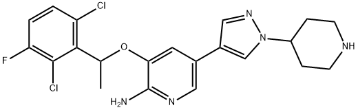 3-[1-(2,6-二氯-5-氟苯基)乙氧基]-5-[1-(4-哌啶)-1H-吡唑-4-基]-2-吡啶胺 结构式