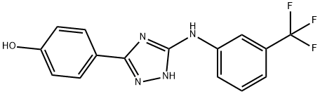 4-(5-(3-(三氟甲基)苯基氨基)-4H-1,2,4-噻唑-3-基)苯酚,877874-79-8,结构式