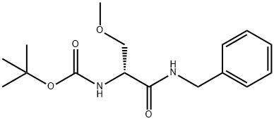 N-ベンジル-Nα-(tert-ブチルオキシカルボニル)-O-メチル-D-セリンアミド 化学構造式