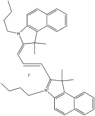 3-Butyl-2-[3-(3-butyl-1,3-dihydro-1,1-dimethyl-2H-benz[e]indol-2-ylidene)-1-propen-1-yl]-1,1-dimethyl-1H-benz[e]indolium iodide Struktur