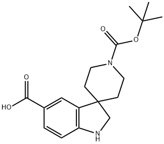 1'-(TERT-BUTOXYCARBONYL)SPIRO[INDOLINE-3,4'-PIPERIDINE]-5-CARBOXYLIC ACID Structure