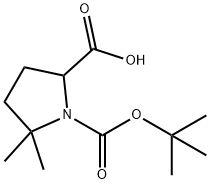 1-叔丁氧羰基-5,5二甲基吡咯烷-2甲酸, 900158-99-8, 结构式