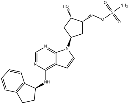 氨基磺酸 [(1S,2S,4R)-4-[4-[[(1S)-2,3-二氢-1H-茚-1-基]氨基]-7H-吡咯并[2,3-D]嘧啶-7-基]-2-羟基环戊基]甲基酯, 905579-51-3, 结构式