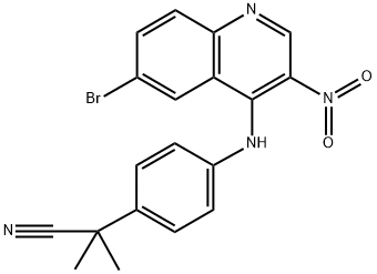 2-(4-((6-溴-3-硝基喹啉-4-基)氨基)苯基)-2-甲基丙, 915019-51-1, 结构式
