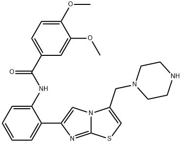 3,4-dimethoxy-N-(2-(3-(piperazin-1-ylmethyl)imidazo[2,1-b]thiazol-6-yl)phenyl)benzamide Structure