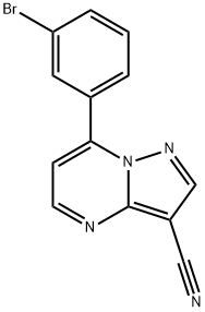 7-(3-Bromophenyl)pyrazolo[1,5-a]pyrimidine-3-carbonitrile, 933054-30-9, 结构式