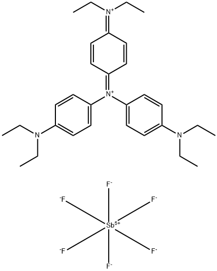 4-(Diethylamino)-N-[4-(diethylamino)phenyl]-N-[4-(diethyliminio)-2,5-cyclohexadien-1-ylidene]benzenaminium hexafluoroantimonate(1-) Structure