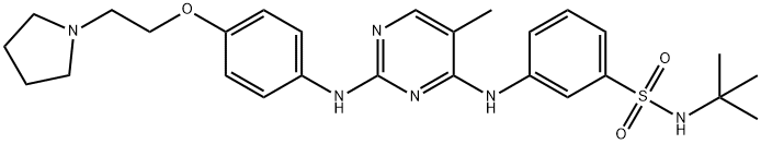 N-(1,1-二甲基乙基)-3-[[5-甲基-2-[[4-[2-(1-吡咯烷基)乙氧基]苯基]氨基]-4-嘧啶基]氨基]苯磺酰胺, 936091-26-8, 结构式