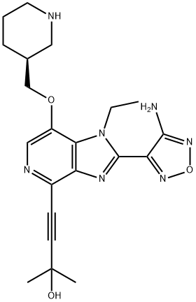4-[2-(4-アミノ-1,2,5-オキサジアゾール-3-イル)-1-エチル-7-[[(3S)-3-ピペリジニル]メトキシ]-1H-イミダゾ[4,5-c]ピリジン-4-イル]-2-メチル-3-ブチン-2-オール