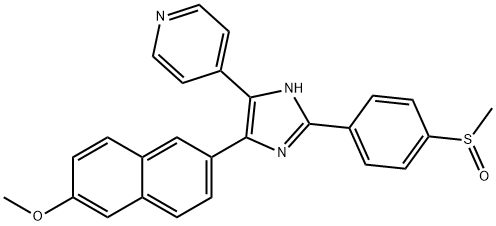4-(6-メトキシ-2-ナフチル)-2-(4-メチルスルフィニルフェニル)-5-(4-ピリジル)-1H-イミダゾール 化学構造式