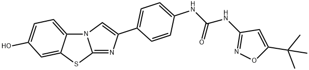 N-[5-(1,1-二甲基乙基)-3-异恶唑基]-N'-[4-(7-羟基咪唑并[2,1-B]苯并噻唑-2-基)苯基]脲 结构式