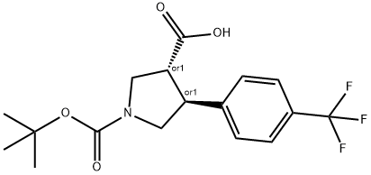 (3S,4R)-1-(tert-butoxycarbonyl)-4-(4-(trifluoromethyl)phenyl)pyrrolidine-3-carboxylic acid Structure
