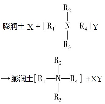 膨润土的有机改性处理反应式