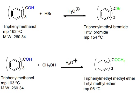 reaction of triphenylmethanol