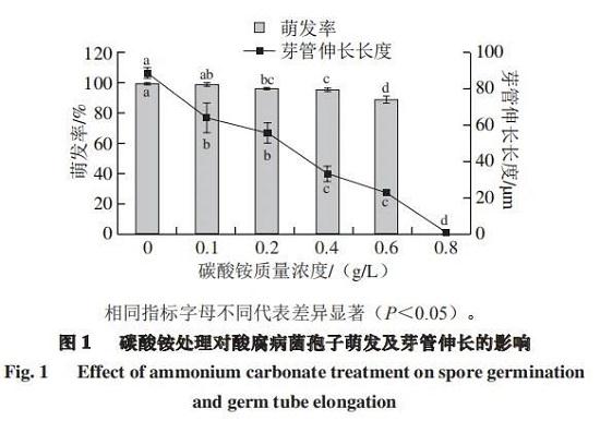 碳酸铵对柑橘酸腐病菌的抑制效果及作用机制