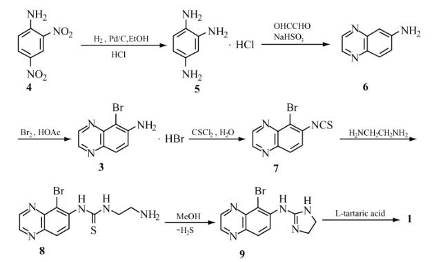 酒石酸溴莫尼定合成路线图