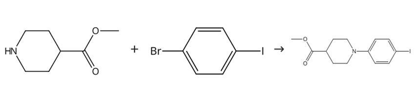 1-(4-碘苯基)-4-哌啶甲酸甲酯的合成路线