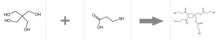四(3-巯基丙酸)季戊四醇酯的合成反应式