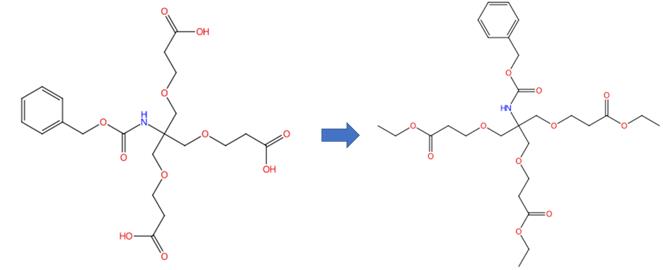 3,3'-[[2-(CBZ-氨基)-2-[(2-羧基乙氧基)甲基]丙烷-1,3-二基]双(氧基)]二丙酸的酯化反应
