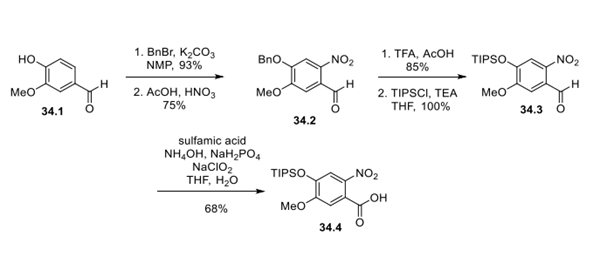 Synthesis of Benzoic Acid 34.4 from Vanillin