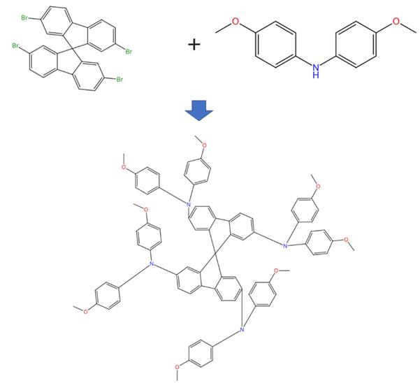 2,2',7,7'-四[N,N-二(4-甲氧基苯基)氨基]-9,9'-螺二芴的合成反应