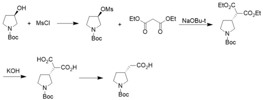 图1(R)-N-Boc-3-四氢吡咯乙酸的合成反应路线图.png