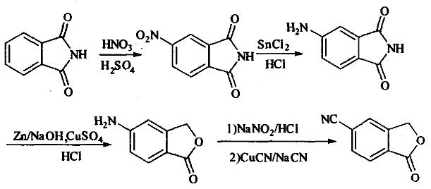 图1 5-氰基苯酞的合成反应式.png