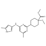 Cyclohexanecarboxylic acid, 1-methoxy-4-[4-methyl-6-[(5-methyl-1H-pyrazol-3-yl)amino]-2-pyrimidinyl]-, methyl ester pictures