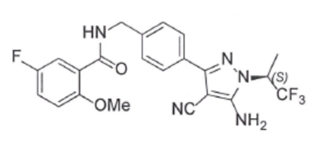 (S)-N-(4-(5-amino-4-cyano-1-(1,1,1-trifluoropropan-2-yl)- 1H-pyrazol-3-yl)benzyl)-5-fluoro-2-methoxybenzamide