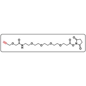 Propargyl-O-C1-amido-PEG4-C2-NHS ester